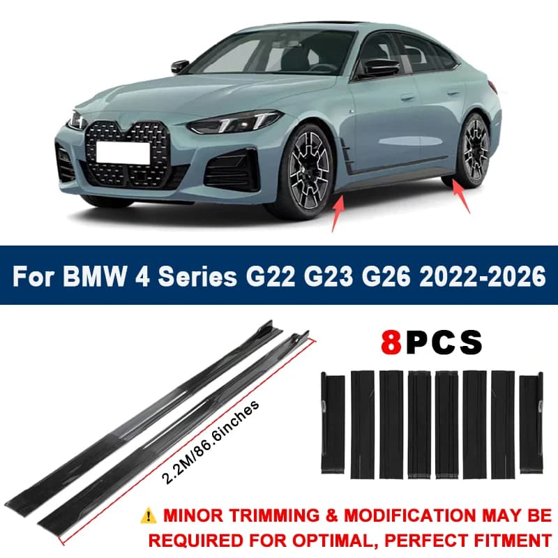 Aerodynamic 2.2m Sectional Side Skirt Extension Lips Racing Side Spoiler For BMW 4 Series G22 G23 G26 22-26 Sport Upgrade Kit