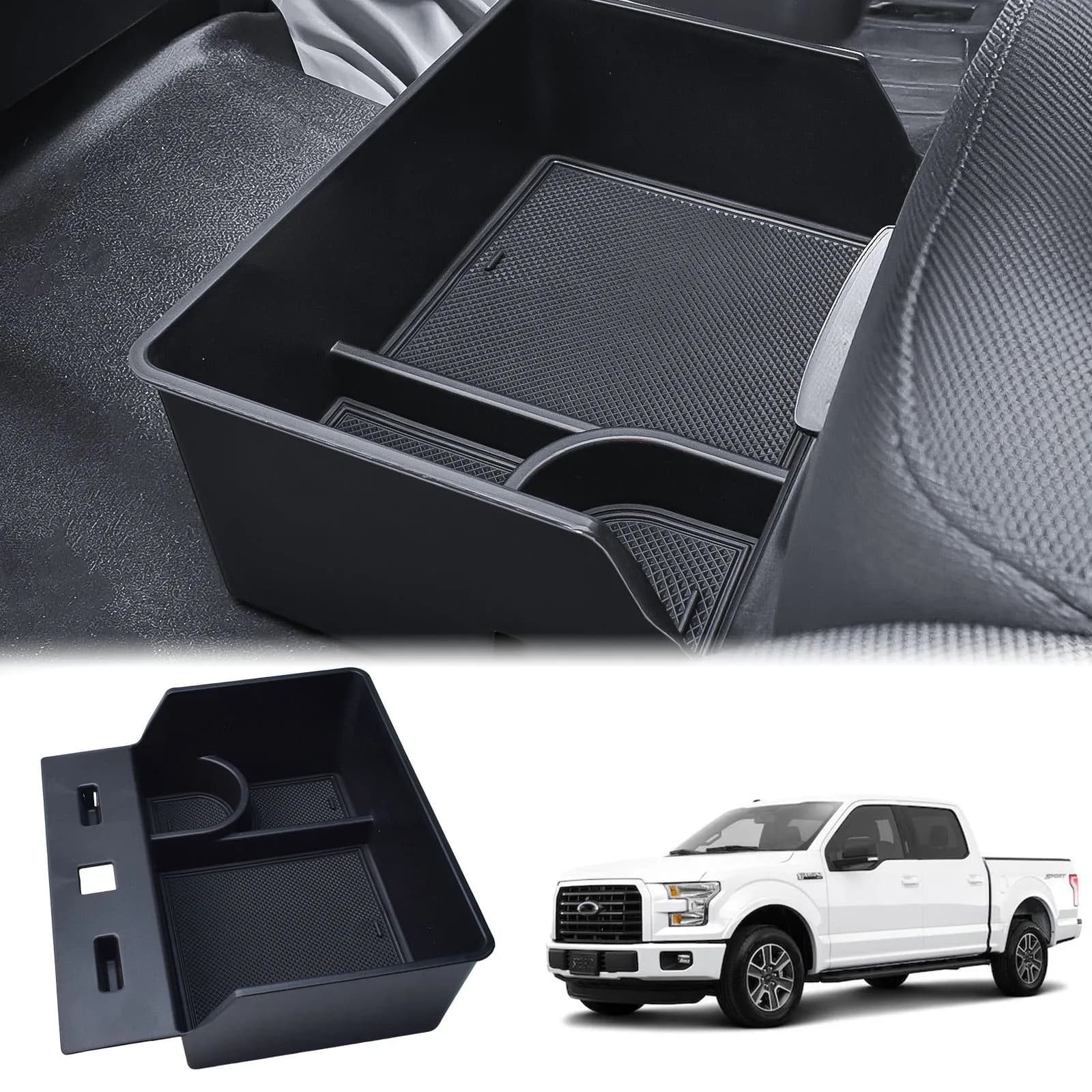 Center Console Under Seat Storage Organizer For 2015–2025 2026 Ford F150 and 2017–2026 F250 F350 F450 Armrest Hanging Box Tray