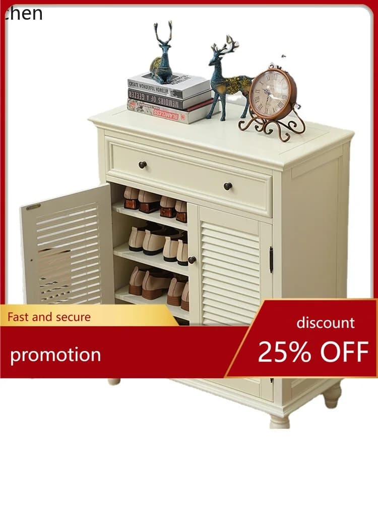 YFY Solid Wood American Shoe Cabinet Entrance Doorway Entrance Corridor Small Apartment Entrance Cabinet