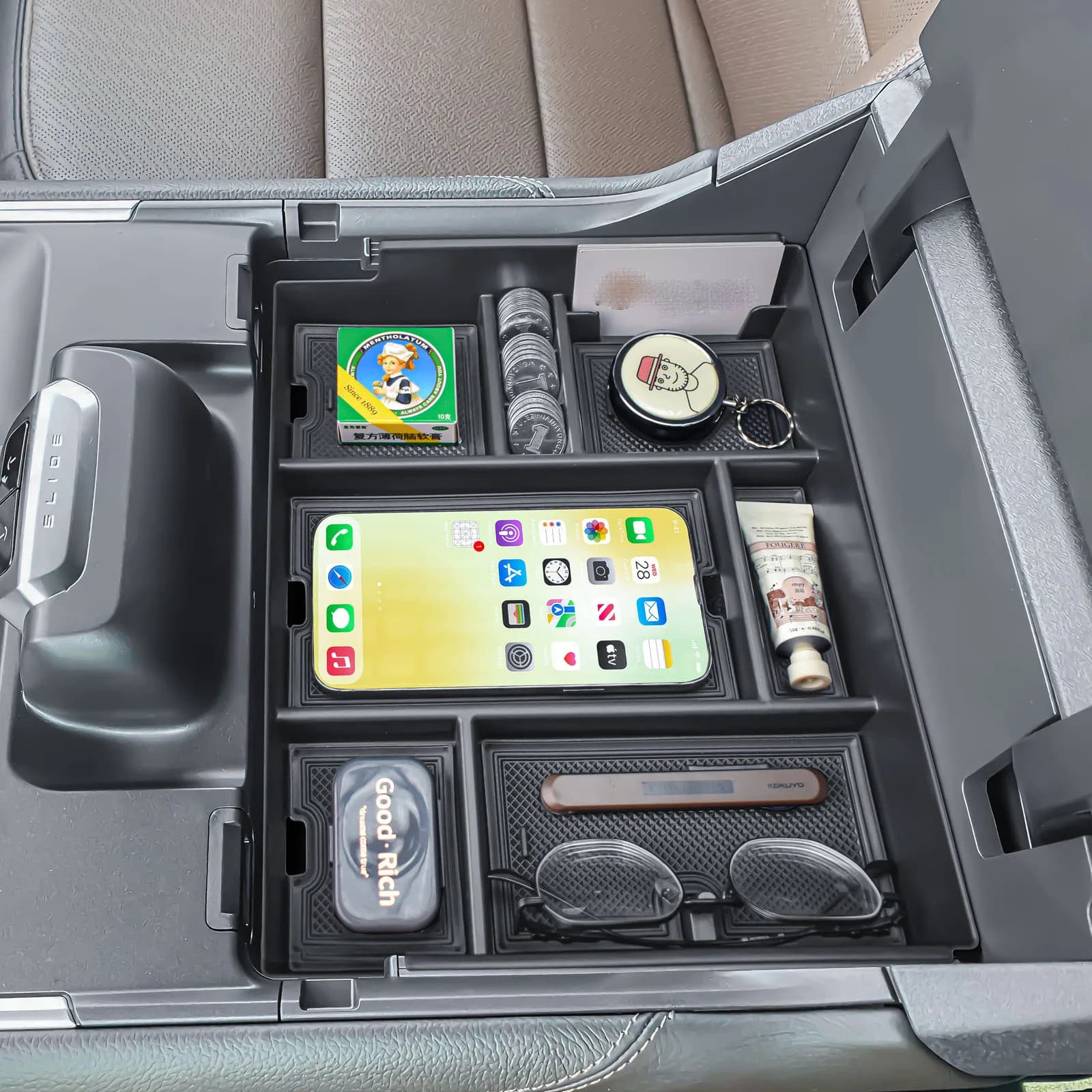 Armrest Storage Box For 2025 Ford Expedition Center Console Organizer Interior Secondary Center Console Storage Box Accessories