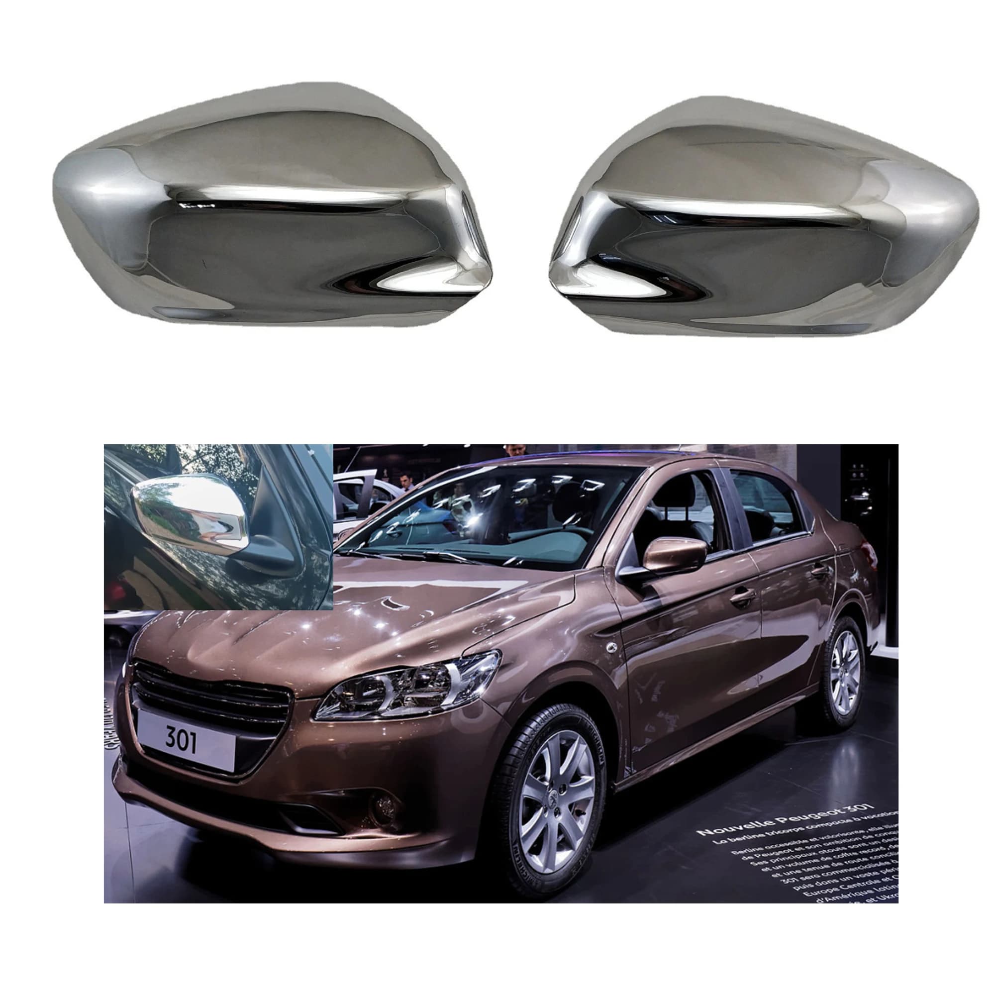 Novel style 2PCS ABS Chrome plated  door mirror covers For Peugeot 301 2012-2018 Car accessories modification