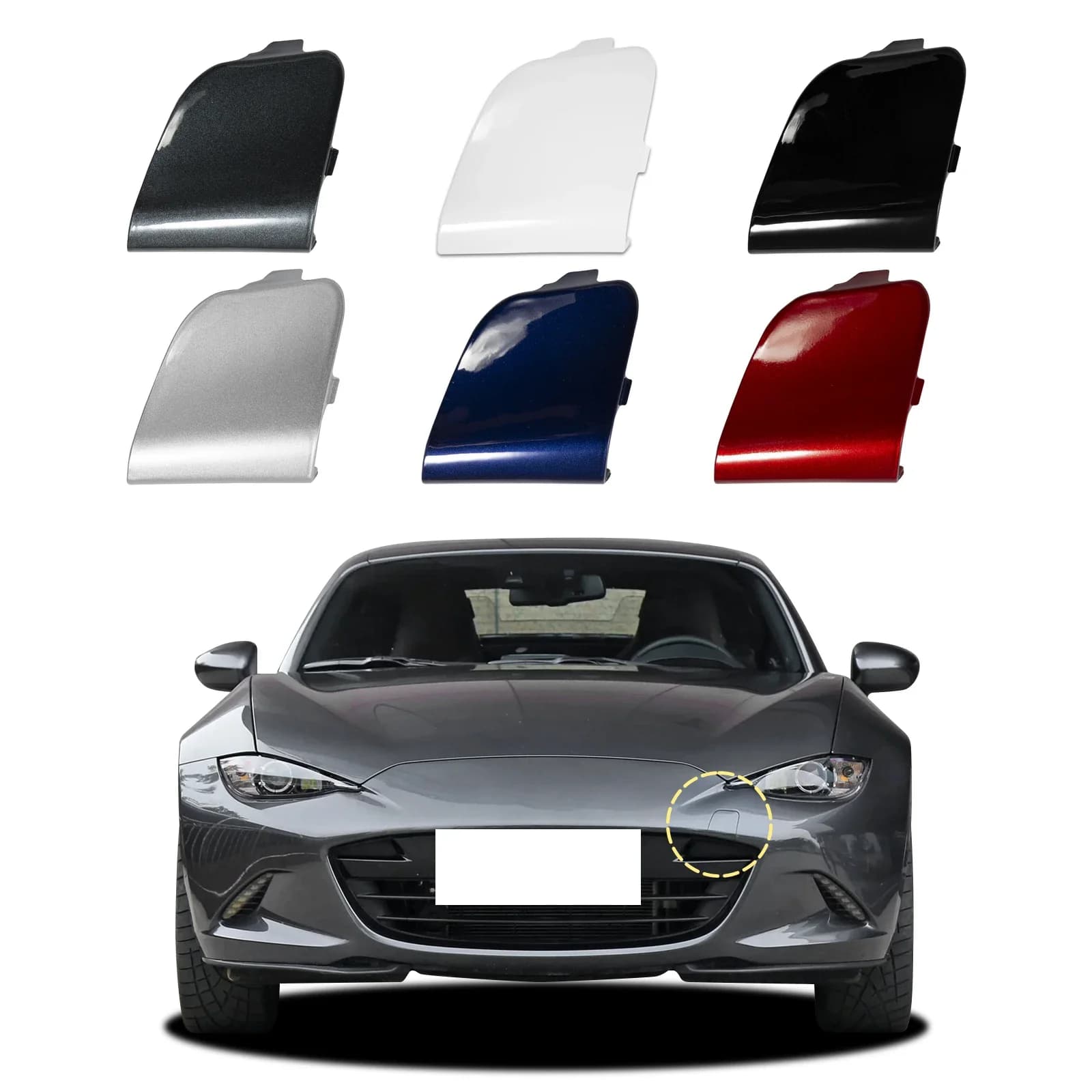Front Bumper Tow Hook Cap Towing Eye Cover For Mazda MX-5 Miata MX5 2016-2023 N24350A11 N243-50-A11 Towing Eye Cap
