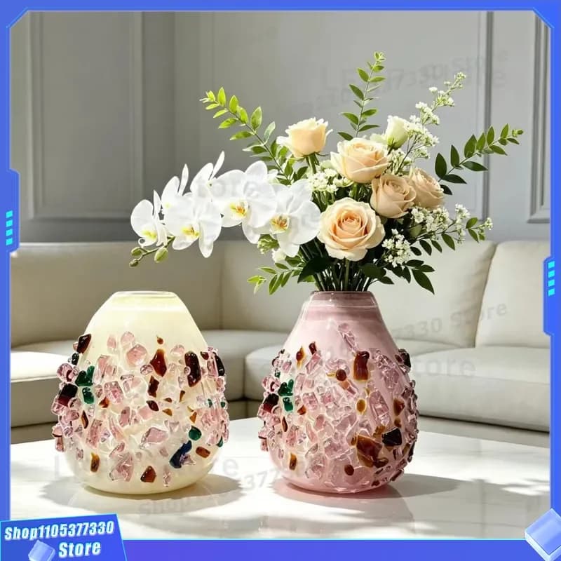 Luxury Glazed Ceramic Vase Heavy Industry Style Personalized Home Decor Premium Desktop Ornament for Hotel Model Room