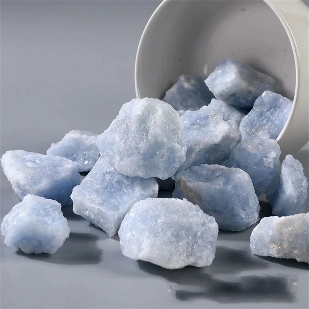 Natural Crystal Stones Angelite Quartz Rough Raw Gemstones Healing Reiki Gems Home Decoration