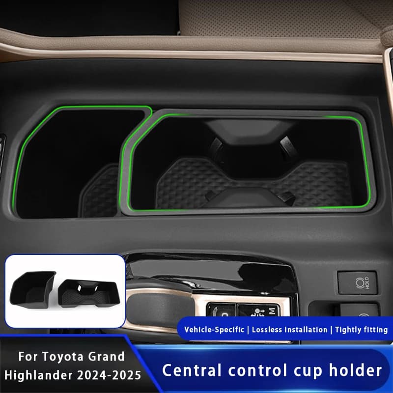 2PCS Car Central Console Water Cup Holder Interior Accessories Drinks Holder Storage Case for Toyota Grand Highlander 2024-2025