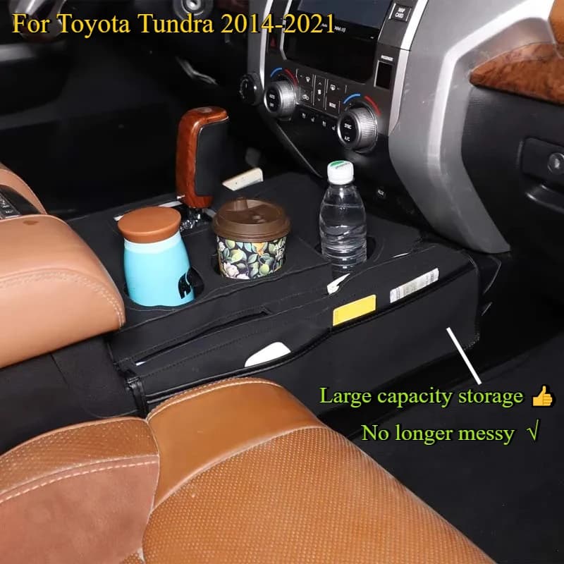 For Toyota Tundra 2014-2021Car Interior Accessories High-solid Sheepskin Leather Black Car Center Console Protective Cover Trim