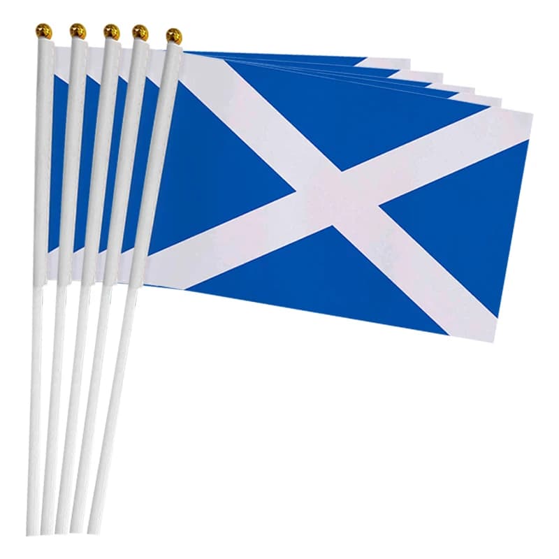 Xvggdg 100pcs 14 * 21cm Scotland Hand Flag Scotland Hand Waving National Flag