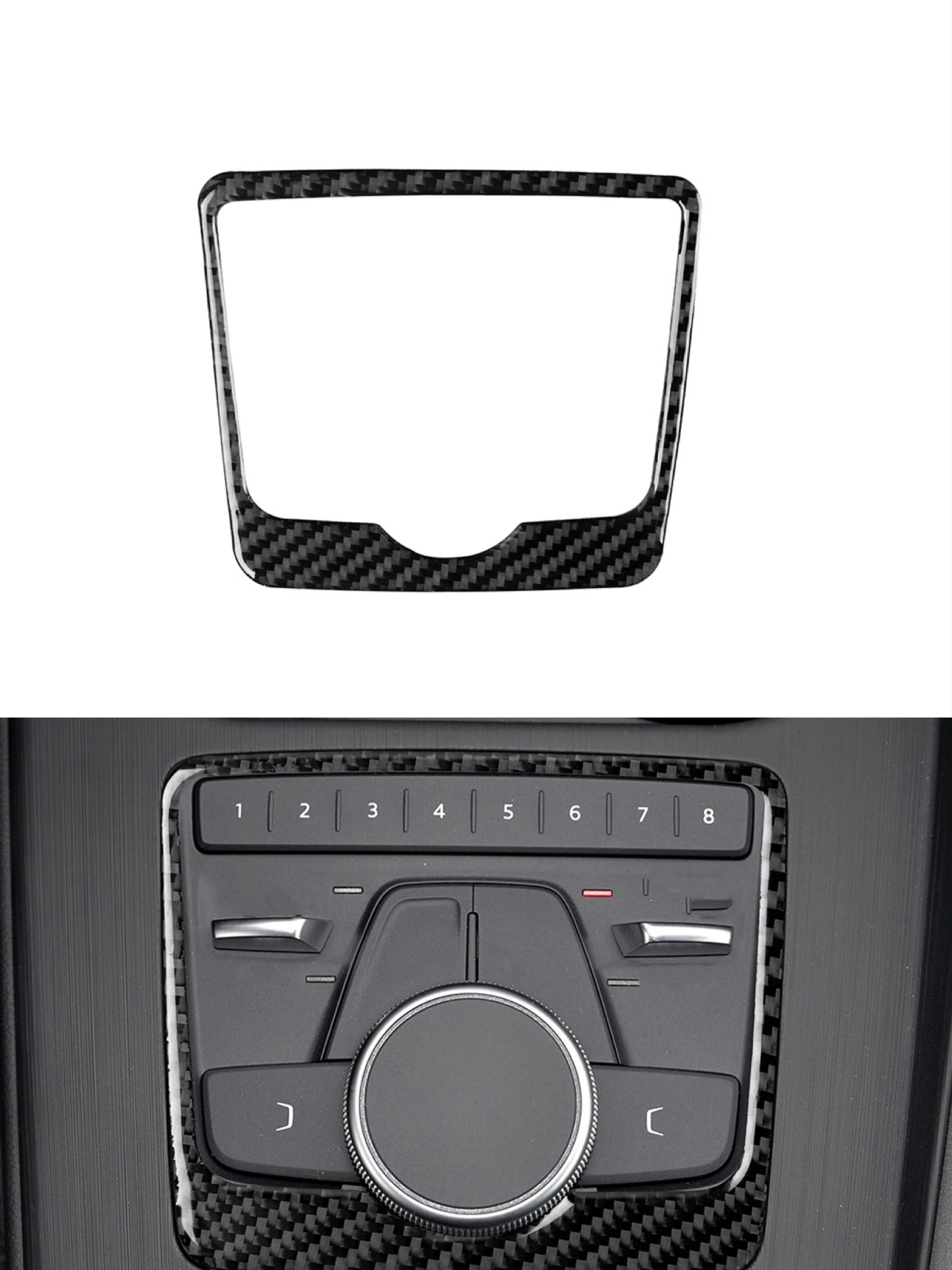 Car Multimedia Display Decorative Frame Gear Shift Panel Trim Sticker Knob Button Cover For Audi A4 B9 2017 2018 2019