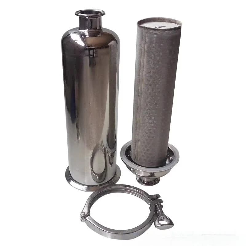 Stainless steel pipe filter Sanitary quick connection straight through brewing beverage  filter barrel with