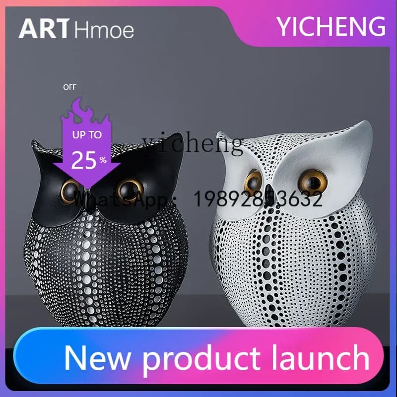 X2  Nordic wine cabinet small ornament owl polka dot artwork soft decoration office desktop bookshelf modern simple decoration