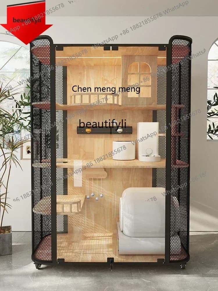 new Luxury Large Cat Villa Transparent Three-Layer Panoramic Home Indoor Cat Cage Cabinet House Villa ss 8617