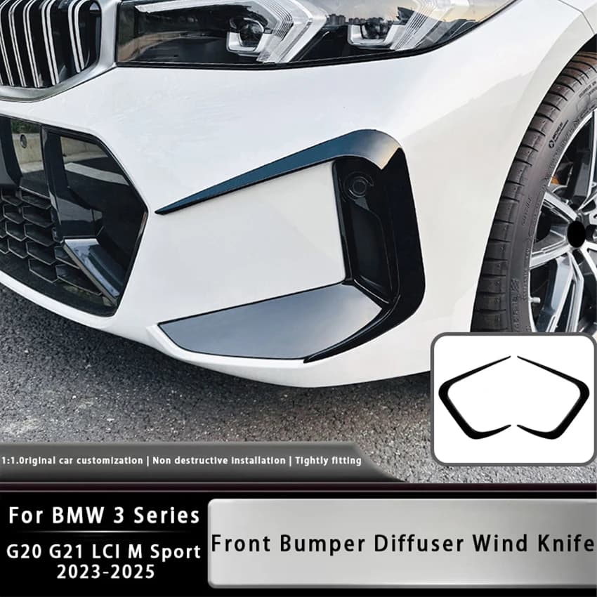 For BMW 3 Series G20 G21 LCI M Sport 2023-2025 Car Front Bumper Diffuser Wind Knife Body Kits Car Modification Accessories