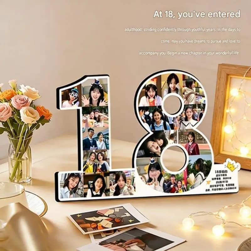 Customized Number Photo Frame Collage Personalized Picture Board Sign Family Growth Growth Milestone 1-20 Birthday Gift for Her