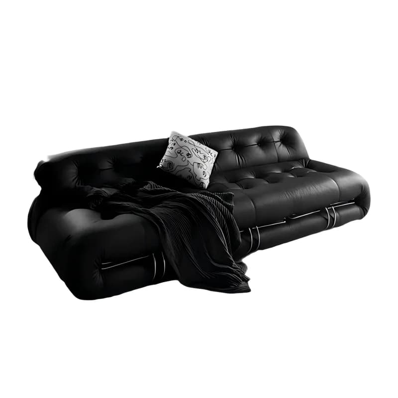 New product launch, medieval French tufted leather fabric sofa, crocodile leather steel decoration small space living room sofa