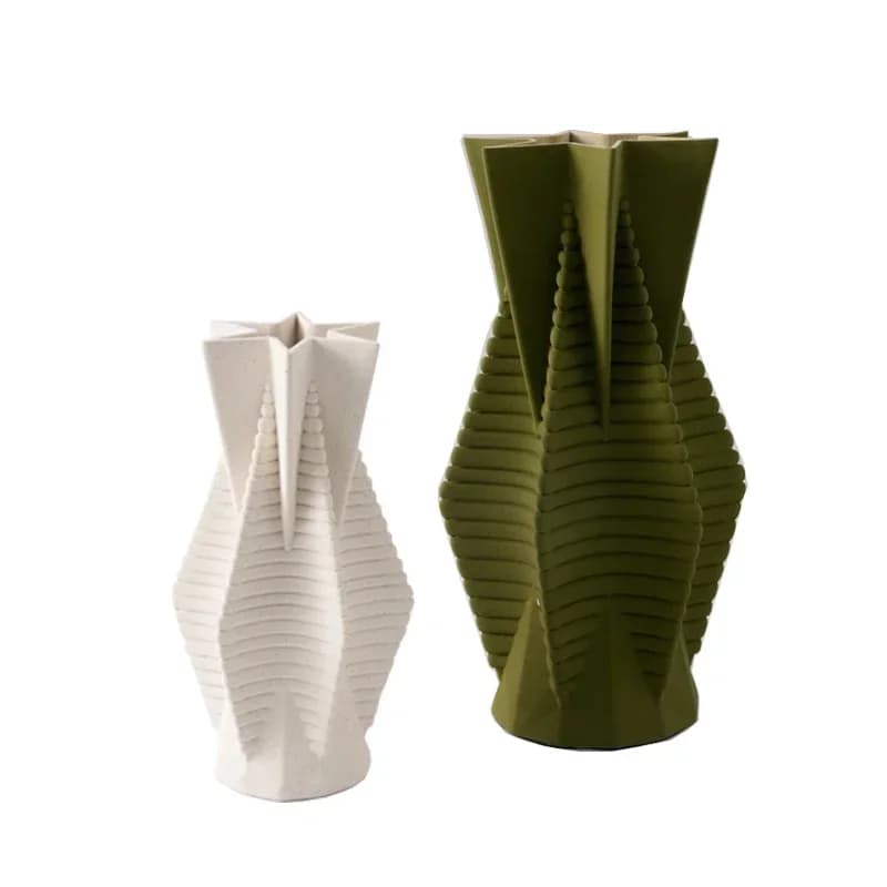 Jingdezhen 3D printing ceramic geometric vase ornament model room hotel living room entrance dining table flower decoration