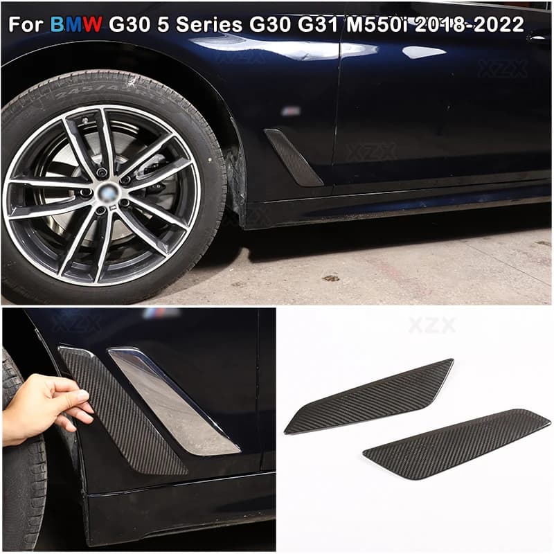 For BMW G30 5 Series G30 G31 M550i 2018-2022 Dry Carbon Fiber Side Fender Vent Trim Cover Side Wing Spoiler Decor Accessories