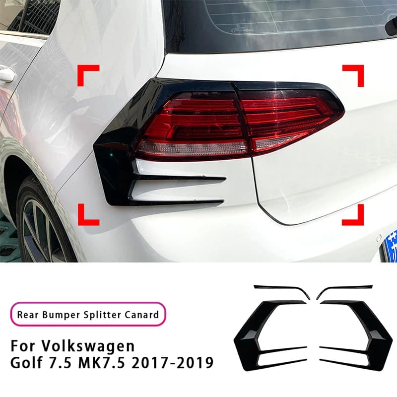 2PCS Rear Bumper Splitter Canard For Volkswagen VW Golf 7.5 MK7.5 2017-2019 Rear Tail Lamp Spoiler Brake Lamp Trim Accessories