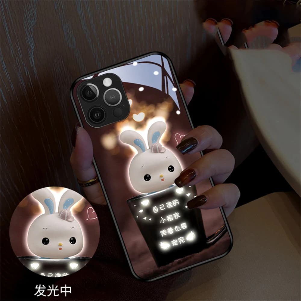 So Cute Pet Design LED Light Up Glass Phone Case Back Cover For Samsung S26 S25 S24 S23 S22 S21 S20 FE Note 10 20 Plus Ultra