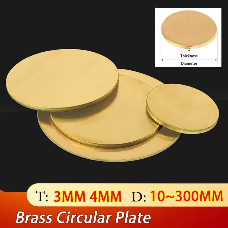 1~4pcs Thickness: 3mm 4mm Diameter:10/15/20/25/30/35/40/45/50/55/60~300mm Brass Disc Plate H62 Brass Round Plate  Gasket Parts