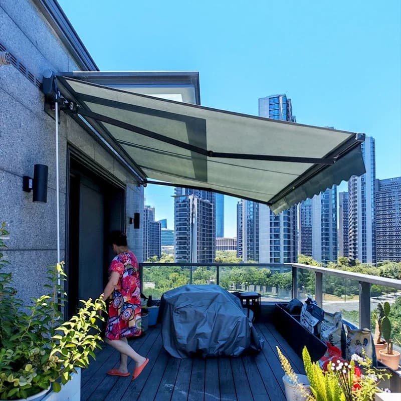 Awning Telescopic canopy Hand-cranked yard Balcony Electric