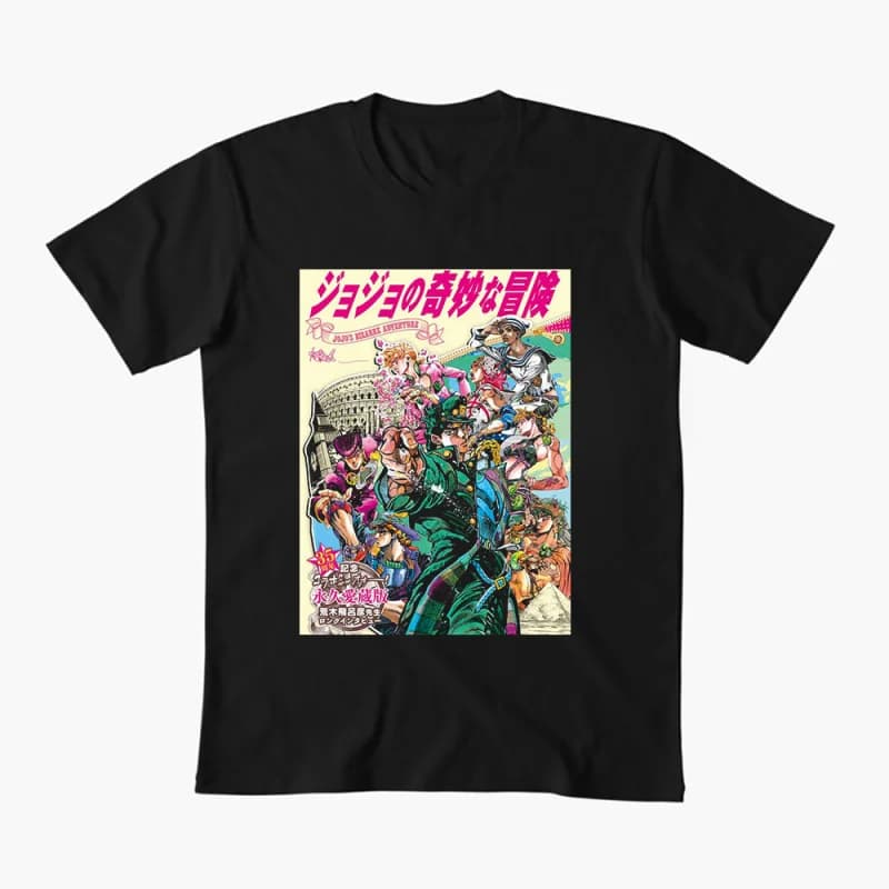 0413 JoJo's Bizarre Adventure Anime Gift t shirt 100% cotton printed Graphic Clothes Y2K clothing Cartoon Tee All size Tops