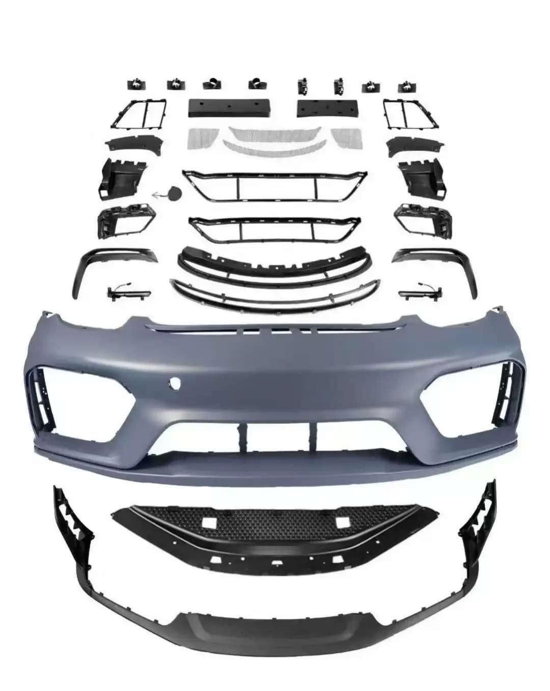 STLF GT4 Front Bumper with GT4 RS Dry Carbon Front Splitters and Lip for Cayman 981upgrade to 718 GT4 RS Style Body Kits PP