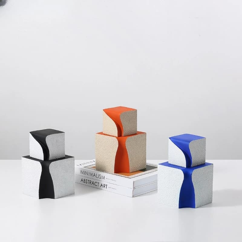 Nordic wabi sabi hand-painted streamlined square resin ornament,  homestay  coffee table soft decoration