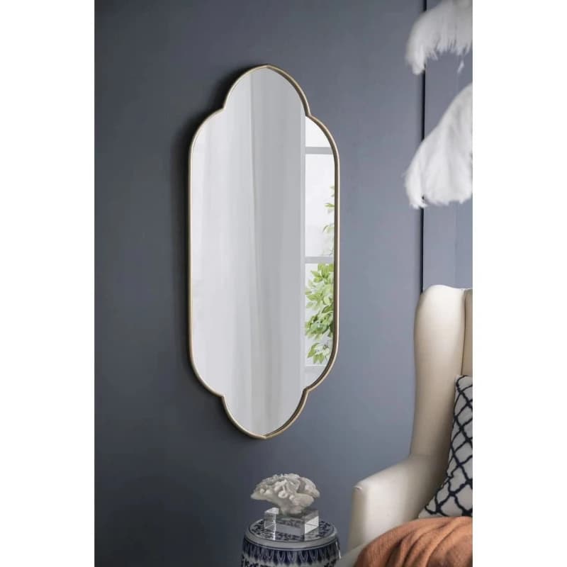 22.4X1x48 champagne gold decorative wall mirror with notched edge