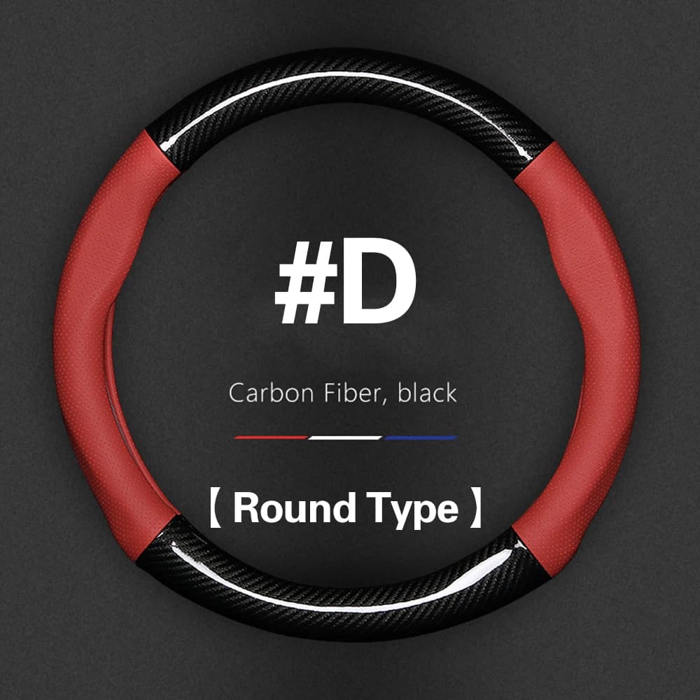 Universal Car Steering Wheel Cover 37-38cm Carbon Fiber Steering Covers Anti-slip Wear-Resistant Sweat-absorbent Breathable
