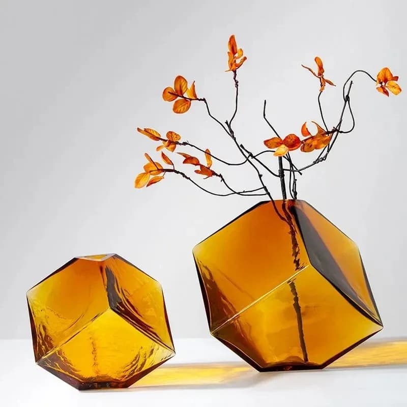 Modern Hydroponic Vase Glass Light Luxury Home Decor Simple Flower Arrangement Nordic Geometric Ornaments Living Room