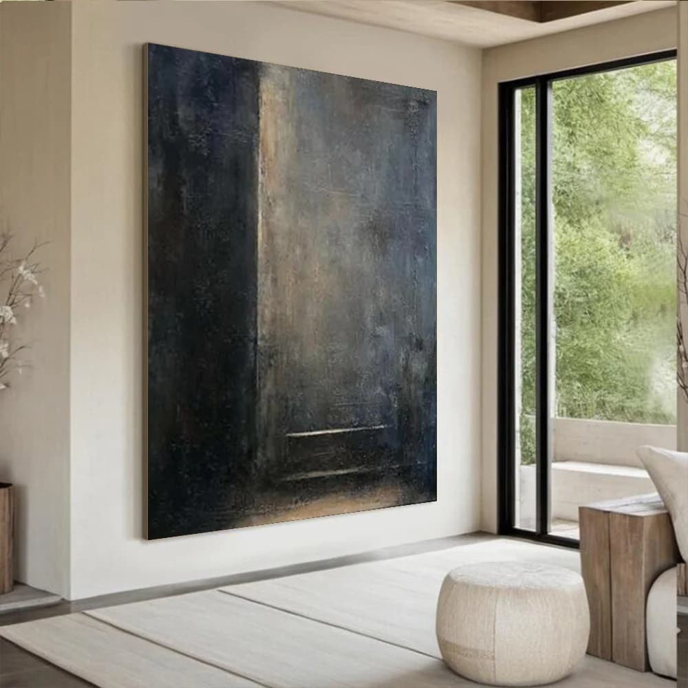 100% Handmade Abstract Canvas Oil Paintings Orange Grey Blue Texture Color Block Deconstructed Wall Art Pictures Decor Home Room
