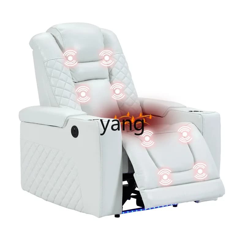 LTT leather home theater sofa living room straight three-person small apartment electric sofa