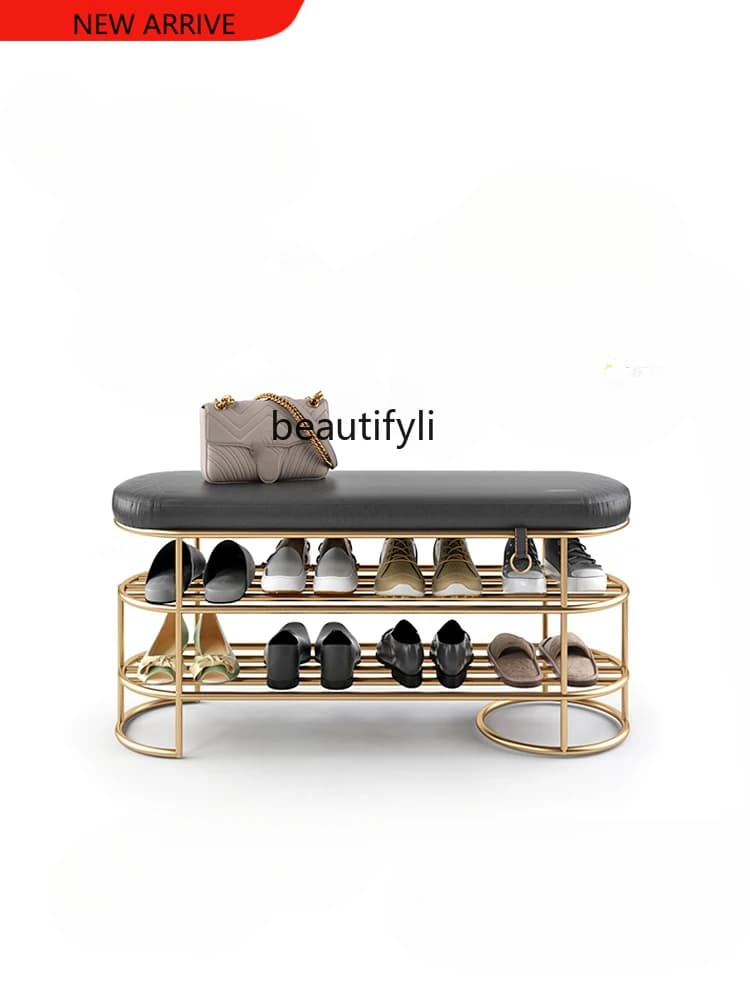 X Modern Minimalist Italian-Style Light Luxury Shoes Entrance Footstool Home Doorway Shoes Integrated Stool Shoe Cabinet