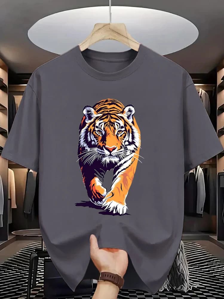 Fashion Tiger pattern design -100% cotton summer O-neck short sleeve casual printed T-shirt.