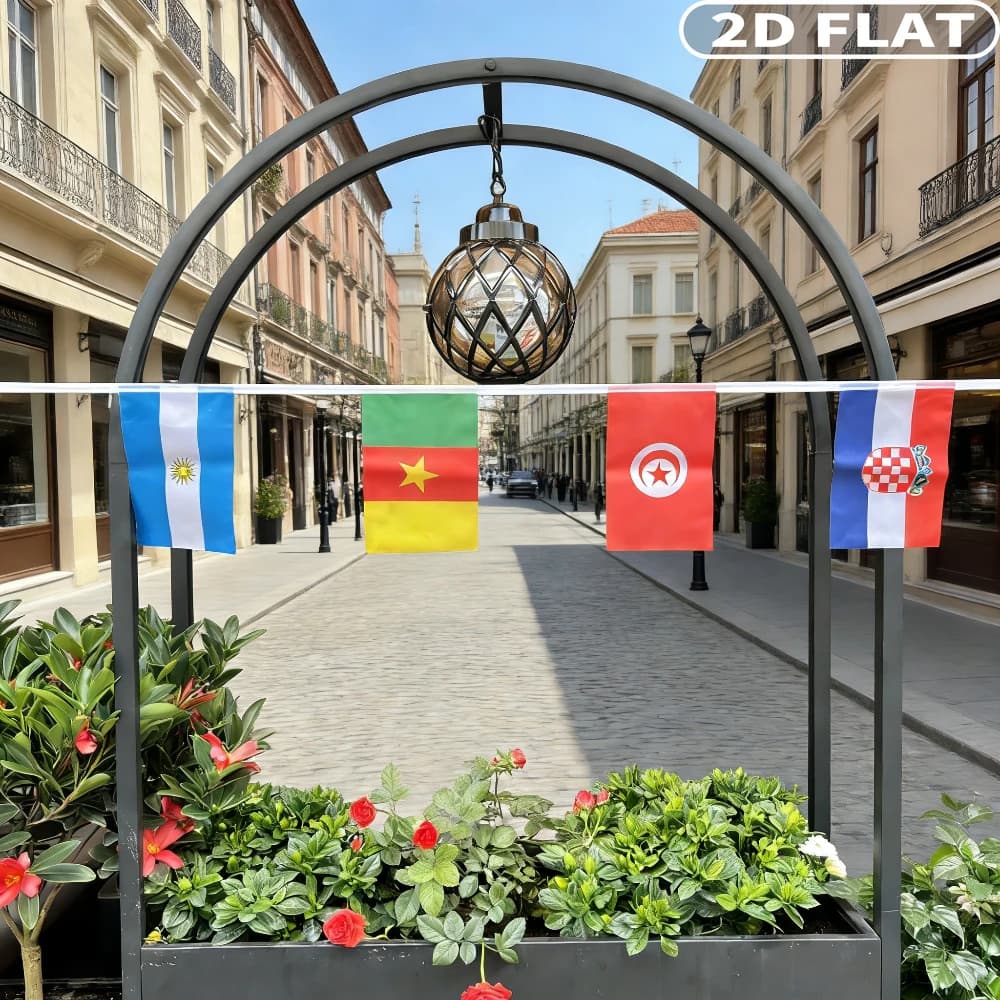 2D FLAT 25pcs/set 14x21cm/5.5x8.2 Inch, World Country Pennant Flags, Ideal for Sports Events, Parties, Celebrations, Polyester