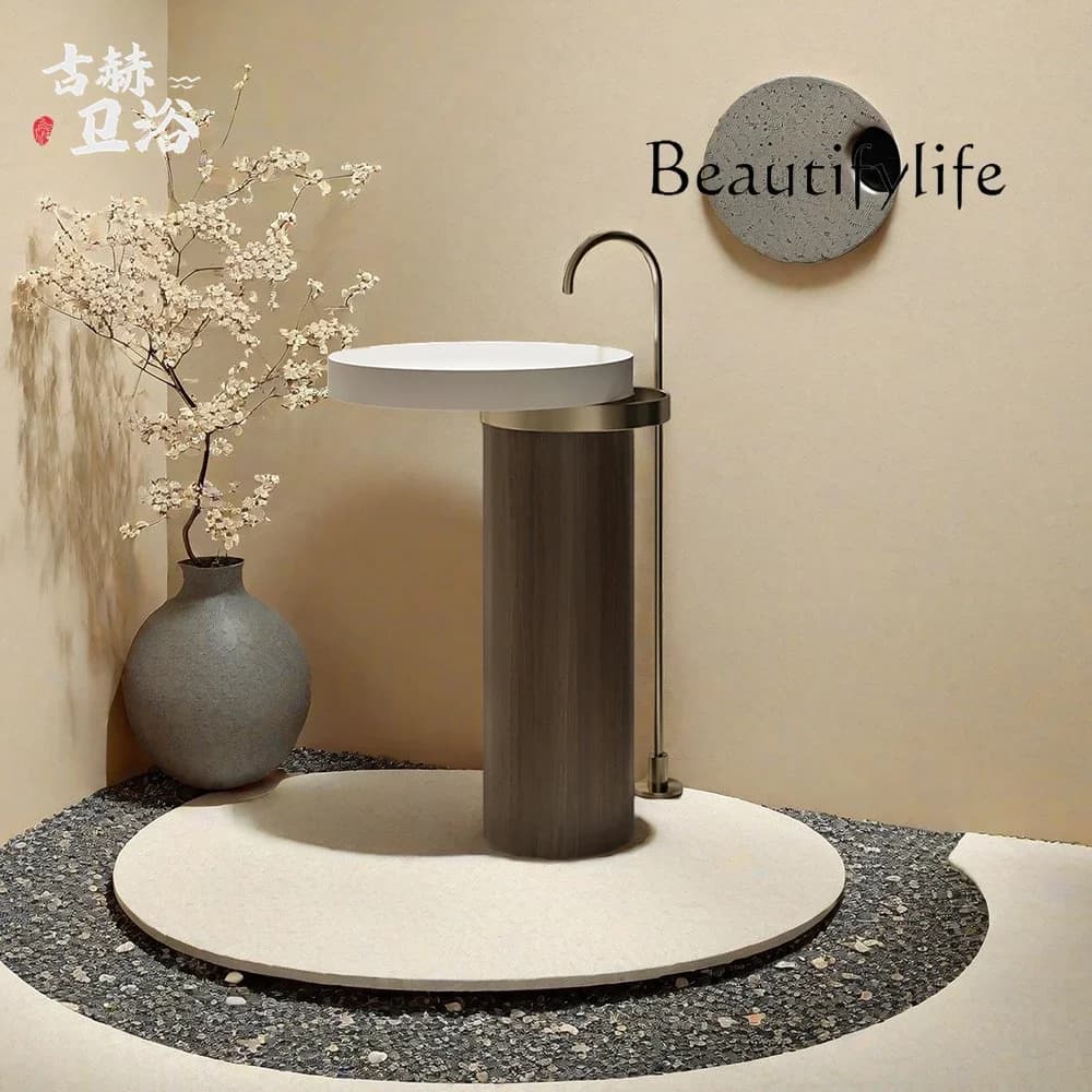 Q Medieval retro style black marble floor-to-ceiling bed and breakfast club Wash hands and face column basin