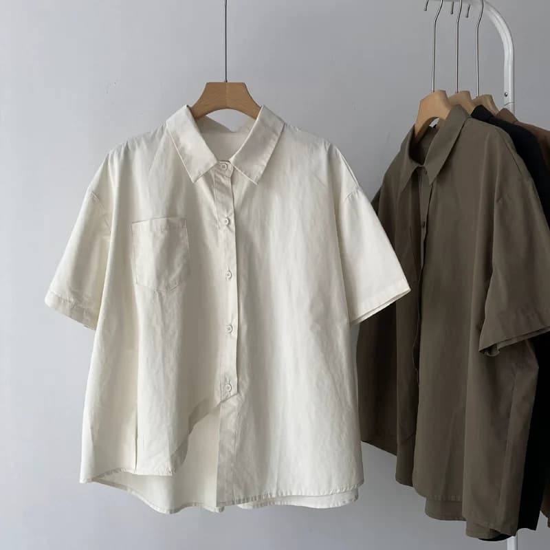 Japan Style Irregular Men Short Sleeve Polo T Shirts Cotton Summer Fashion All-match Business Casual Oversized Blouse Tops Work