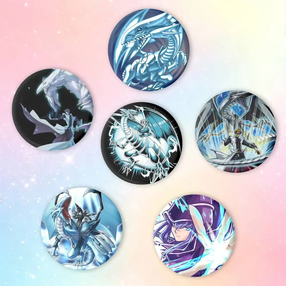 Dark Magician Blue Eyes White Dragon YUGIOH Badges Creative Tinplate Button PinsBrooch Badge Clothes Backpack