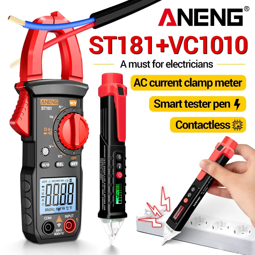 Clamp Meter Voltage Tester Kit ANENG ST181 Multimeter AC 600A Current Meter VC1010 Tester Pen NCV AC Detector Home Set DIY Tools