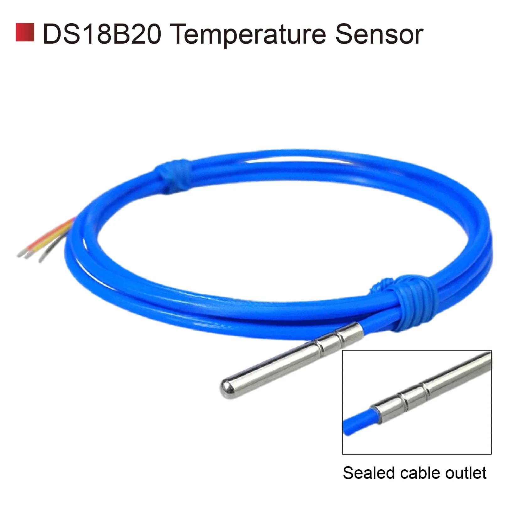 DS18B20 Stainless Steel Temperature Probe Digital Waterproof Sensor for Industrial Oilproof & High Precision Measurement