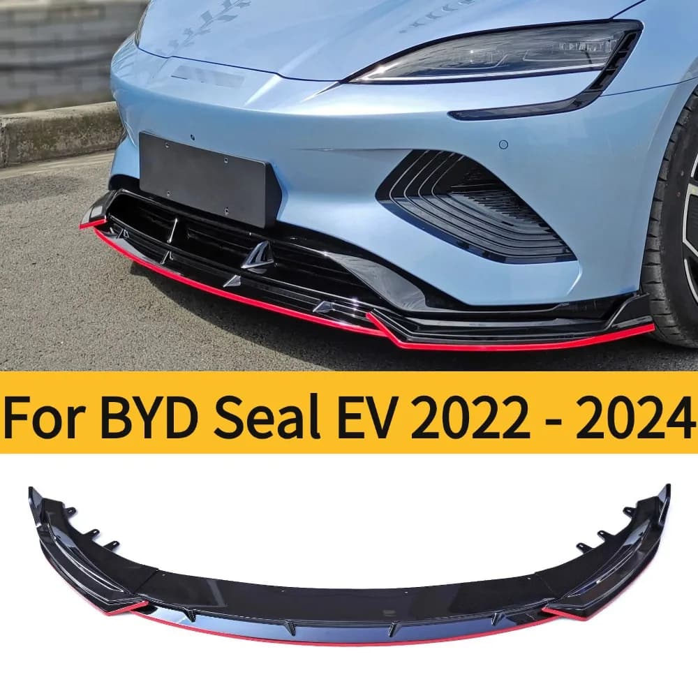 For BYD Seal EV 2022-2024 Glossy Black Front Lip Splitter Trim Bumper Spoiler Car Body Kit Accessory