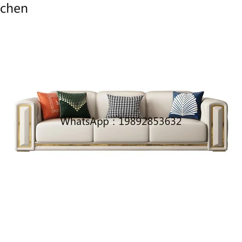 YY-   new light luxury leather sofa living room combination size modern simple first-layer cowhide sofa