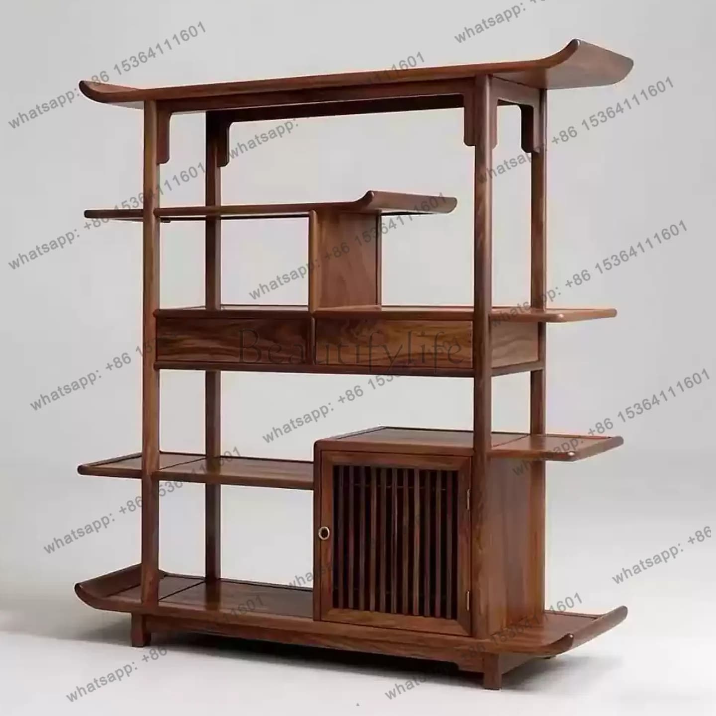 North American black walnut Bogu frame office living room display stand new Chinese storage furniture