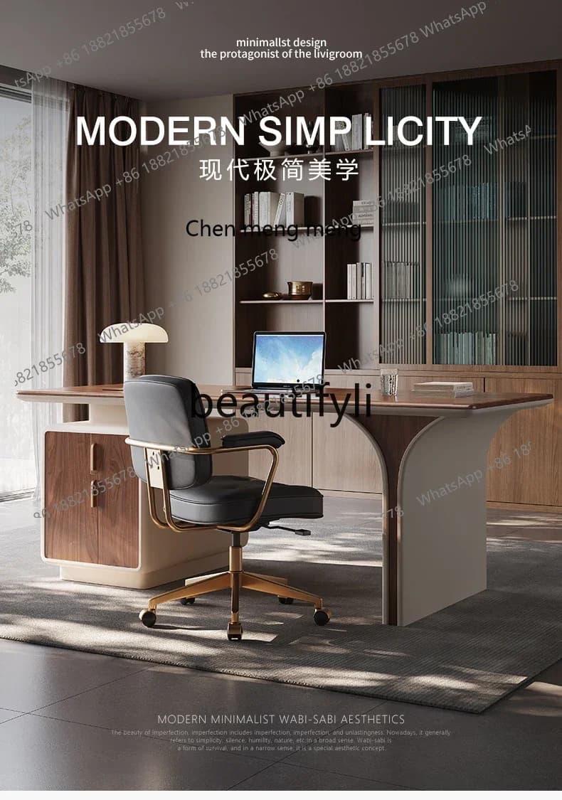 2003Italian minimalist solid wood desk household light luxury desk high-end computer workbench