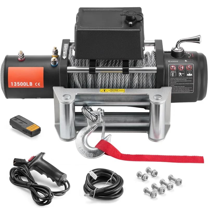 13500lbs Electric Winch 12V Truck Winch with 80 ft Steel Cable Wireless & Wired Remote Control for Towing Off-Road SUV