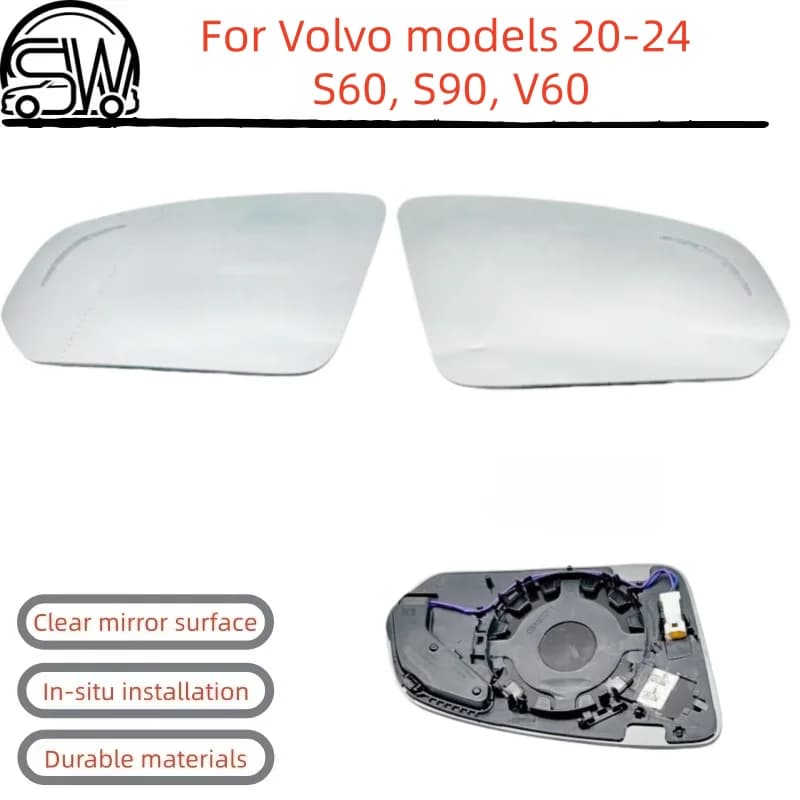 For Volvo models 20-24 S60, S90, V60 rearview mirror, side mirror lens, reflective glass, with blind spot detection.
