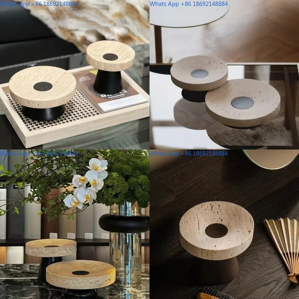 Modern Creative Artificial Cave Stone Fruit Bowl Decorative High Tray for Living Room Coffee Table Display and Storage