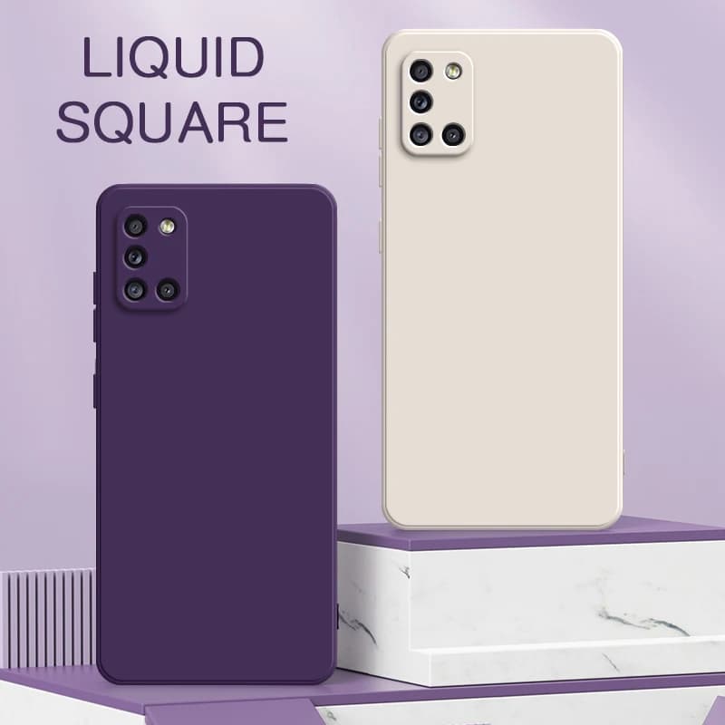 Luxury Square Liquid Mobile Phone Case for Samsung Galaxy A21S A31 A41 A51 A71 Soft Silicone 360 Protective Shockproof Bag Cover