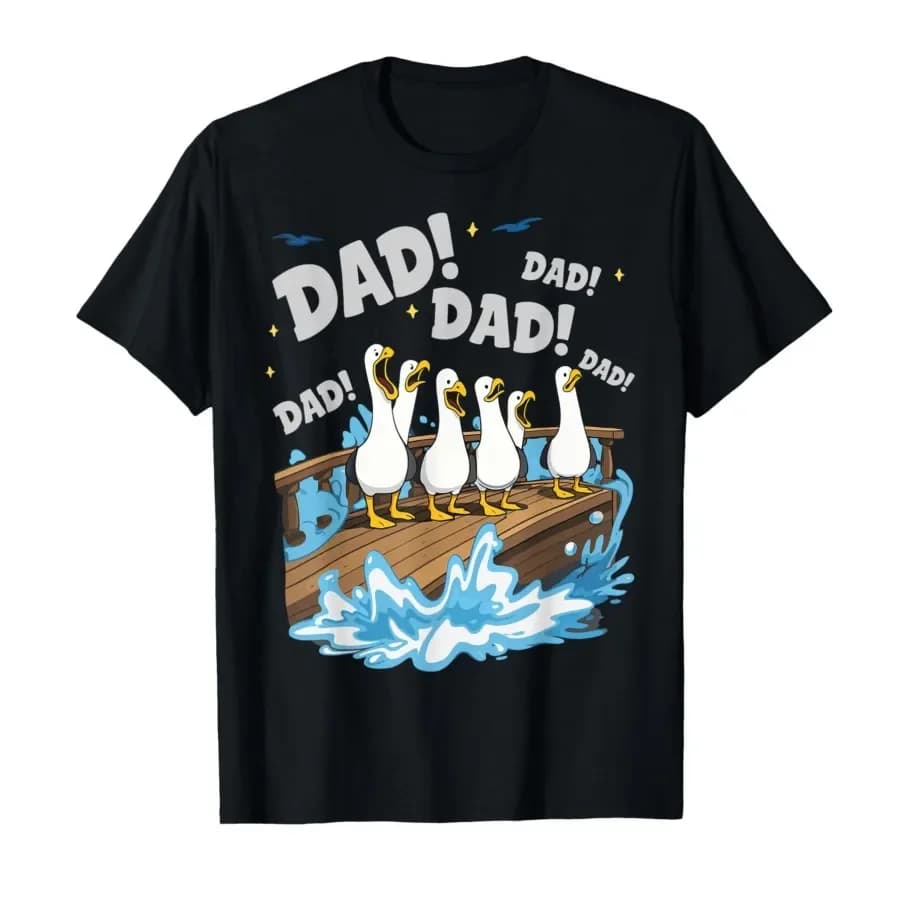 Seagull Dad Funny Dad Humor Ocean Life T-shirt For Men Women 100% Cotton T Shirts Short Sleeve Tops 0424-2