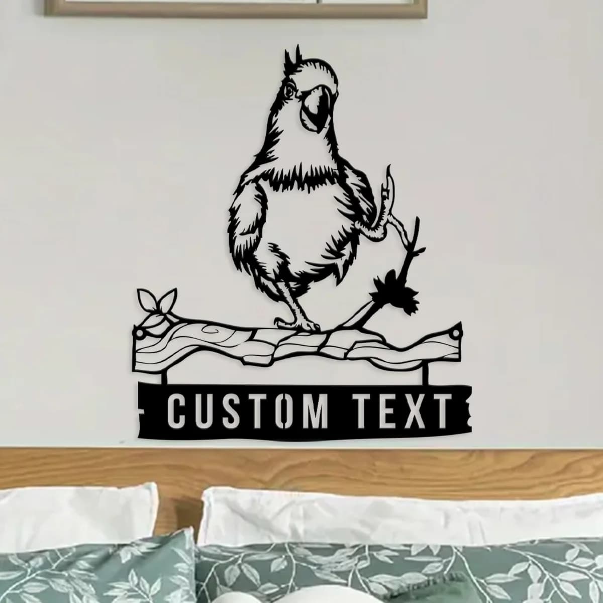 Custom Cartoon Wall Art Hanging Decor Cockatoo Wall Nursery Home Interior Kids Room Decoration,Cute Parrot Doorplate Name Sign